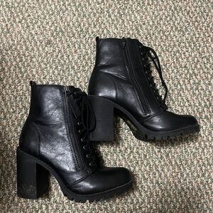 Women's Black Lace-Up Boots
